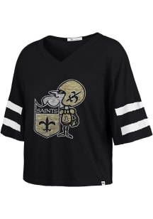 47 New Orleans Saints Womens Black Gridiron Scout Short Sleeve T-Shirt