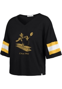 47 Pittsburgh Steelers Womens Black Gridiron Scout Short Sleeve T-Shirt