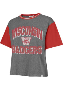 47 Wisconsin Badgers Womens Grey Clubhouse Ziggy Short Sleeve T-Shirt
