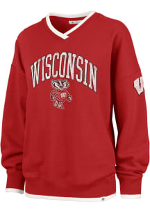 47 Wisconsin Badgers Womens Red Clubhouse Eighties Crew Sweatshirt