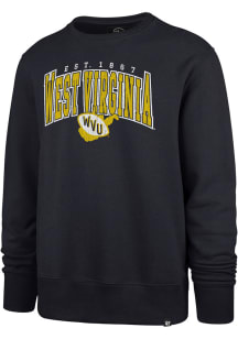 47 West Virginia Mountaineers Mens Navy Blue Headline Long Sleeve Fashion Sweatshirt