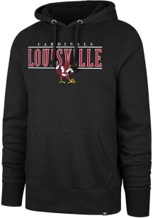 47 Louisville Cardinals Mens Black City Line Headline Hood Long Sleeve Hoodie