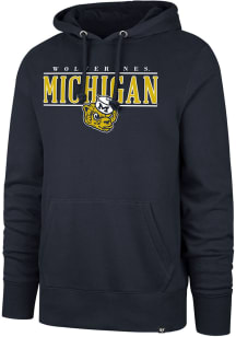 47 Michigan Wolverines Mens Blue City Line Headline Hood Long Sleeve Hoodie