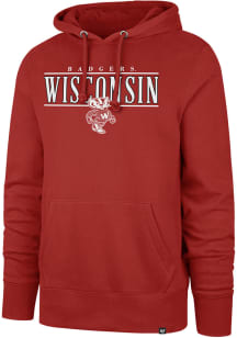 47 Wisconsin Badgers Mens Red City Line Headline Hood Long Sleeve Hoodie