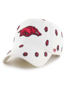 47 Arkansas Razorbacks White Confetti Clean Up Womens Adjustable Hat