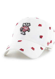 47 Wisconsin Badgers White Confetti Clean Up Womens Adjustable Hat