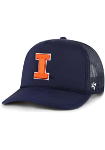 47 Illinois Fighting Illini Foam Front Mesh Trucker Adjustable Hat - Navy Blue