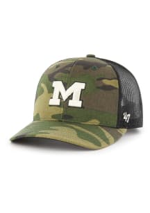 47 Michigan Wolverines Camo Trucker Adjustable Hat - Green