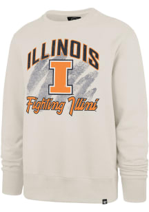 47 Illinois Fighting Illini Mens White Shader Headline Long Sleeve Crew Sweatshirt