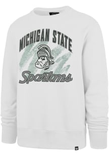 47 Michigan State Spartans Mens White Shader Headline Long Sleeve Crew Sweatshirt