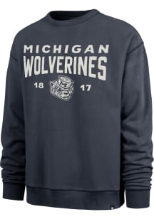 47 Michigan Wolverines Mens Blue Windsor River Long Sleeve Fashion Sweatshirt
