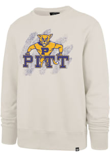 47 Pitt Panthers Mens White Shader Headline Long Sleeve Crew Sweatshirt