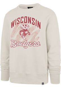 47 Wisconsin Badgers Mens White Shader Headline Long Sleeve Crew Sweatshirt