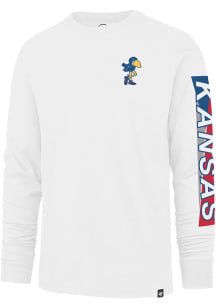 47 Kansas Jayhawks White Pro Style Franklin Long Sleeve Fashion T Shirt