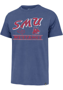 47 SMU Mustangs Blue Fly By Franklin Short Sleeve Fashion T Shirt