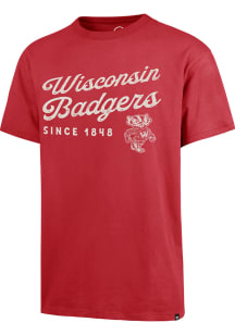 47 Wisconsin Badgers Red Carrick River Short Sleeve Fashion T Shirt