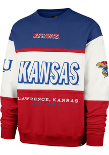 47 Kansas Jayhawks Mens Blue Breeeze By Maximalist Long Sleeve Crew Sweatshirt