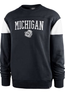 47 Michigan Wolverines Mens Blue Groundbreak Long Sleeve Fashion Sweatshirt