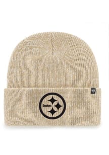 47 Pittsburgh Steelers Tan Tonal Logo Brain Freeze Cuff Mens Knit Hat