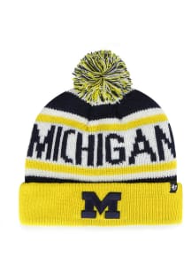 47 Michigan Wolverines Yellow Hangtime Cuff Pom Youth Knit Hat