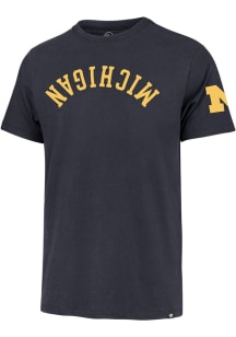 47 Michigan Wolverines Blue Franklin Upside Down Short Sleeve Fashion T Shirt