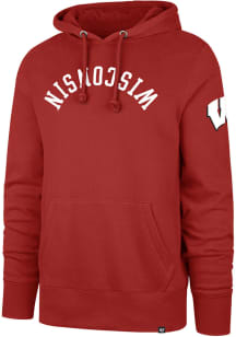 47 Wisconsin Badgers Mens Red Headline Upside Down Fashion Hood