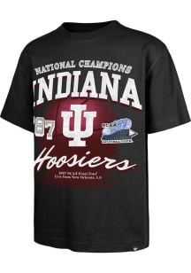 47 Indiana Hoosiers Black 1987 Basketball National Champions Foundation Short Sleeve Fashion T Shi..