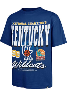 47 Kentucky Wildcats Blue 1996 Basketball National Champions Foundation Short Sleeve Fashion T Shi..