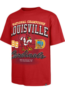 47 Louisville Cardinals Red 1986 Basketball National Champions Foundation Short Sleeve Fashion T S..