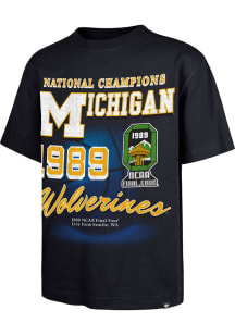 47 Michigan Wolverines Blue 1989 Basketball National Champions Foundation Short Sleeve Fashion T S..