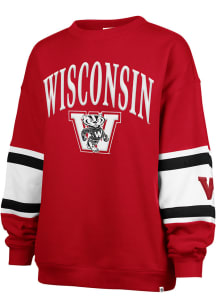 47 Wisconsin Badgers Womens Red Steadfast Crew Sweatshirt