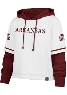 47 Arkansas Razorbacks Womens White Trifecta Hooded Sweatshirt