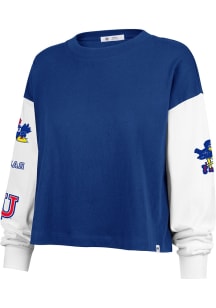 47 Kansas Jayhawks Womens Blue Badge Sydney LS Tee