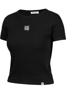 47 K-State Wildcats Womens Black Micro Ribbed Short Sleeve T-Shirt
