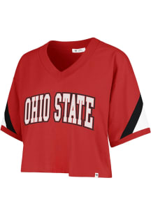 47 Ohio State Buckeyes Womens Red Geo Short Sleeve T-Shirt