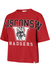 47 Wisconsin Badgers Womens Red Outreach Short Sleeve T-Shirt