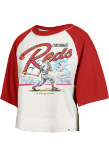 47 Cincinnati Reds Womens White Flare Raglan Short Sleeve T-Shirt