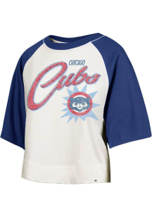 47 Chicago Cubs Womens White Flare Raglan Short Sleeve T-Shirt