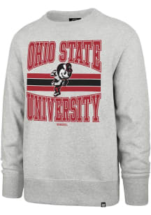 47 Ohio State Buckeyes Mens Grey Letters Headline Long Sleeve Crew Sweatshirt