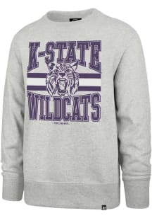 47 K-State Wildcats Mens Grey Letters Headline Long Sleeve Crew Sweatshirt