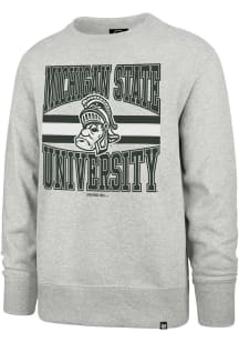 47 Michigan State Spartans Mens Grey Letters Headline Long Sleeve Crew Sweatshirt