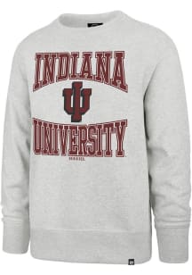47 Indiana Hoosiers Mens Grey Letters Headline Long Sleeve Crew Sweatshirt