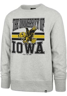 47 Iowa Hawkeyes Mens Grey Letters Headline Long Sleeve Crew Sweatshirt