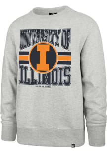 47 Illinois Fighting Illini Mens Grey Letters Headline Long Sleeve Crew Sweatshirt