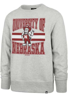 47 Nebraska Cornhuskers Mens Grey Letters Headline Long Sleeve Crew Sweatshirt