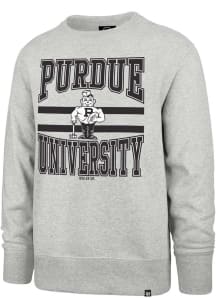 47 Purdue Boilermakers Mens Grey Letters Headline Long Sleeve Crew Sweatshirt