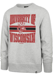 47 Wisconsin Badgers Mens Grey Letters Headline Long Sleeve Crew Sweatshirt