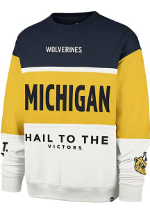 47 Michigan Wolverines Mens Gold On Five Maximalist Long Sleeve Crew Sweatshirt
