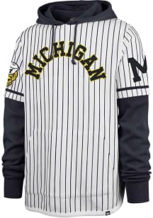 47 Michigan Wolverines Mens White Pinstripe Shortstop Long Sleeve Hoodie