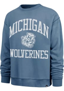 47 Michigan Wolverines Mens Blue Wave Rider River Long Sleeve Crew Sweatshirt